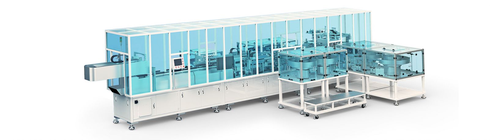 Automatic assembly line for disposable transfusion set